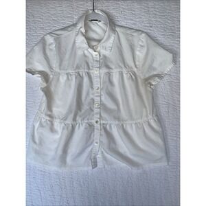 Madewell white blouse, size medium, full buttons, cotton and modal 0019
